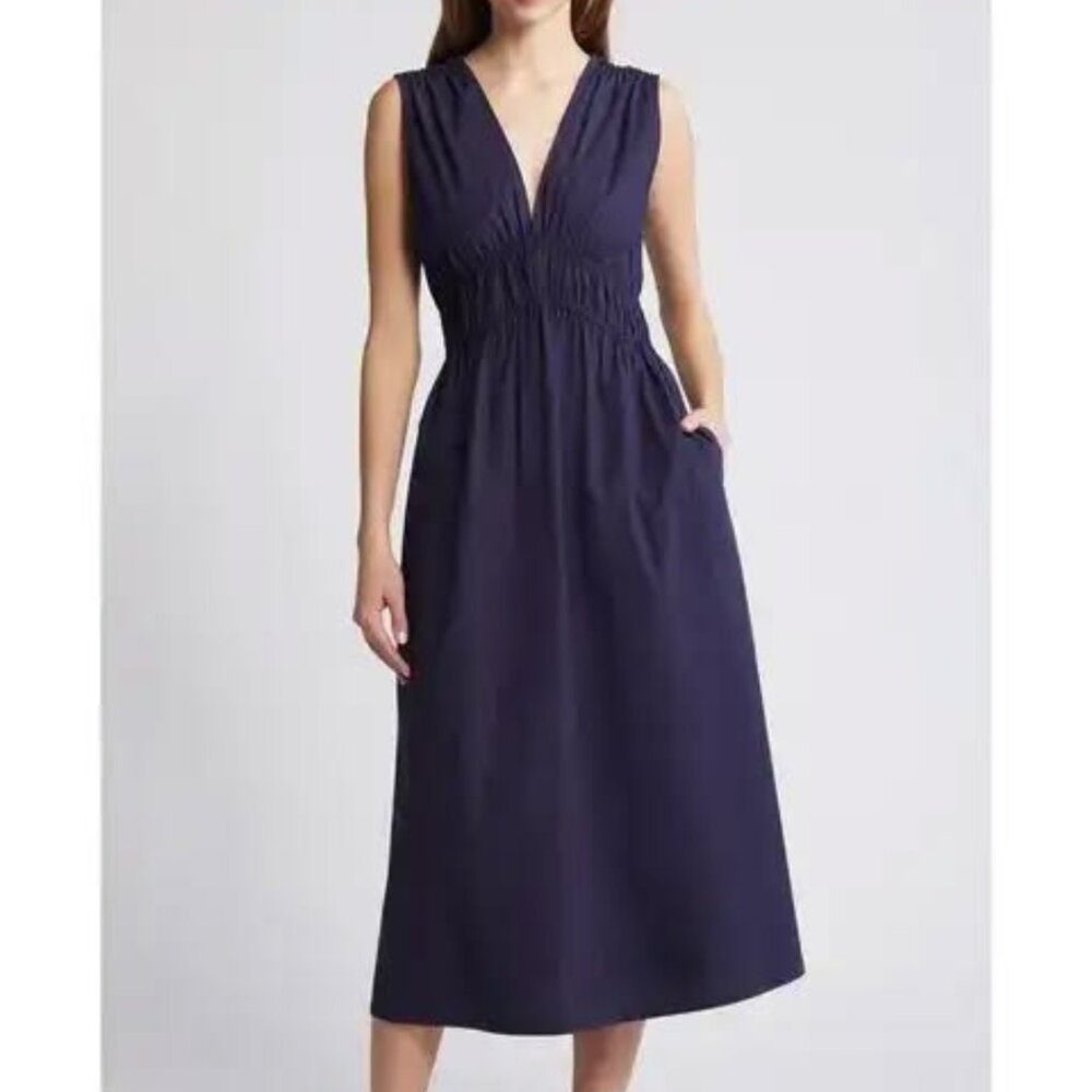 NWT Xirena CYRA Midi Dress in Darkest Navy Size L
